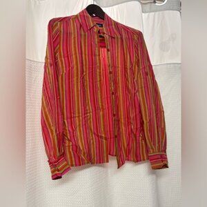Evan Picone Vibrant Striped Silk Shirt